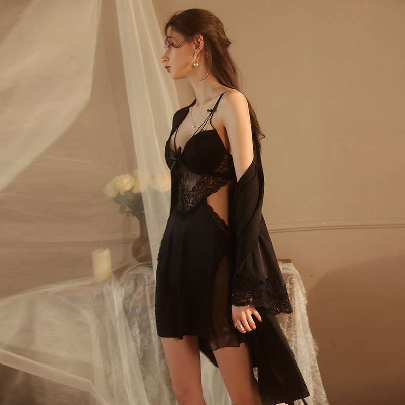 Vestido lencero push-up transparente sin espalda