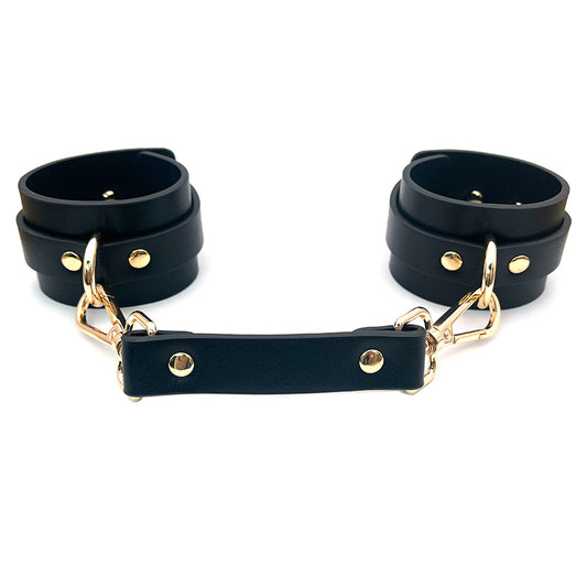 Golden Chained Restraints Leather Handcuffs