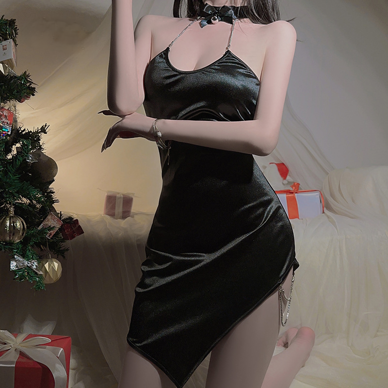 Sleek Halter Dress with Choker Necklace