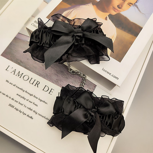 Black Bow Lace Handcuffs
