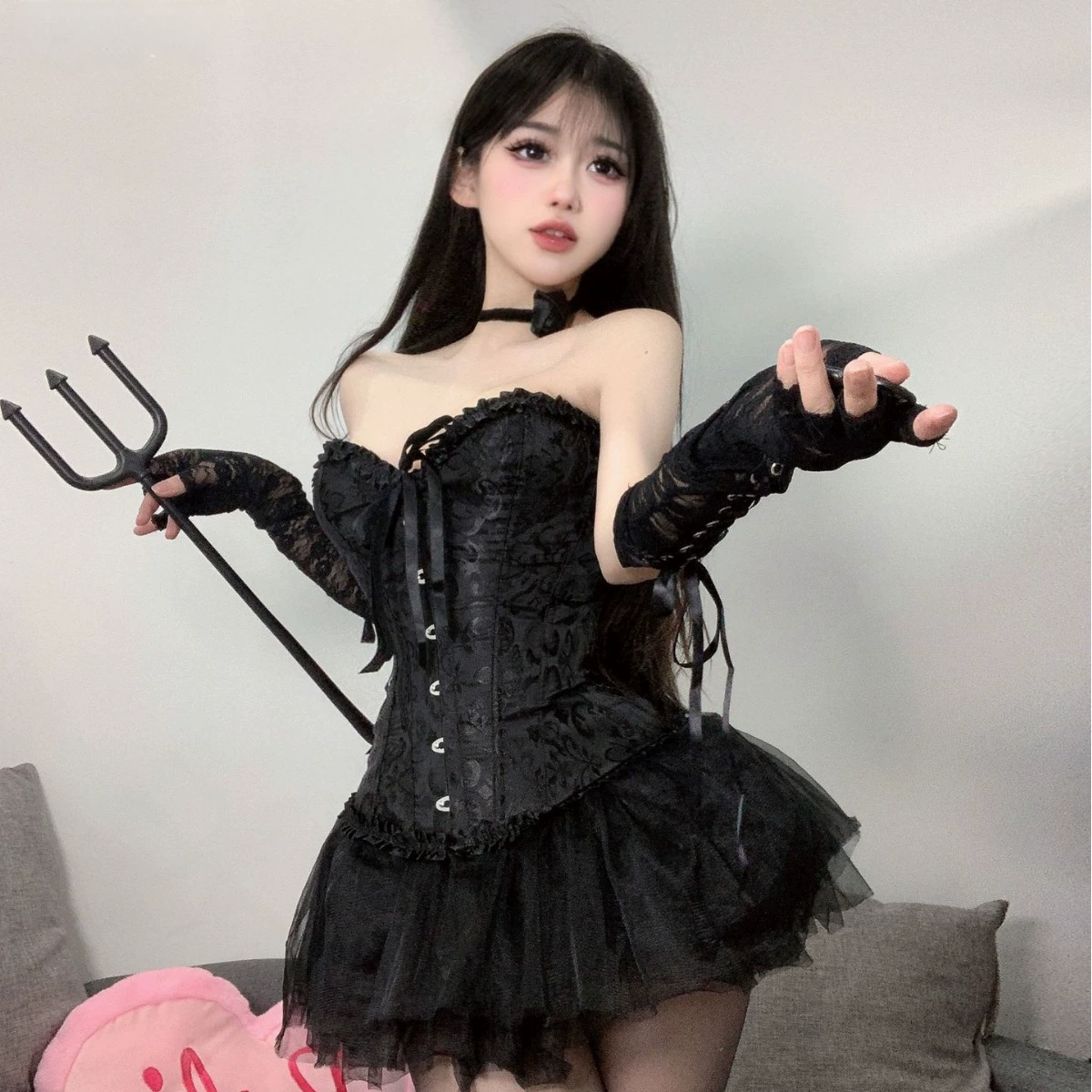 Sexy Swan Ballet Corset Set – Lace Bustier with Puffy Skirt