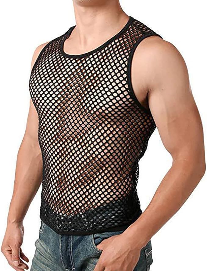 Men's Sheer Fishnet Vest Lingerie