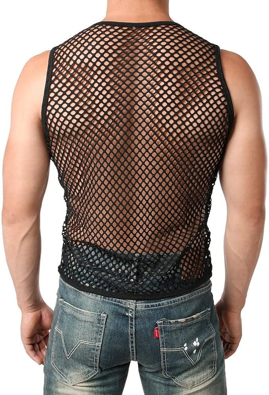 Men's Sheer Fishnet Vest Lingerie