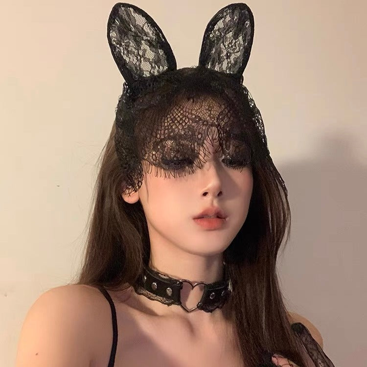Lace Cat Ear Mask & Lace Choker