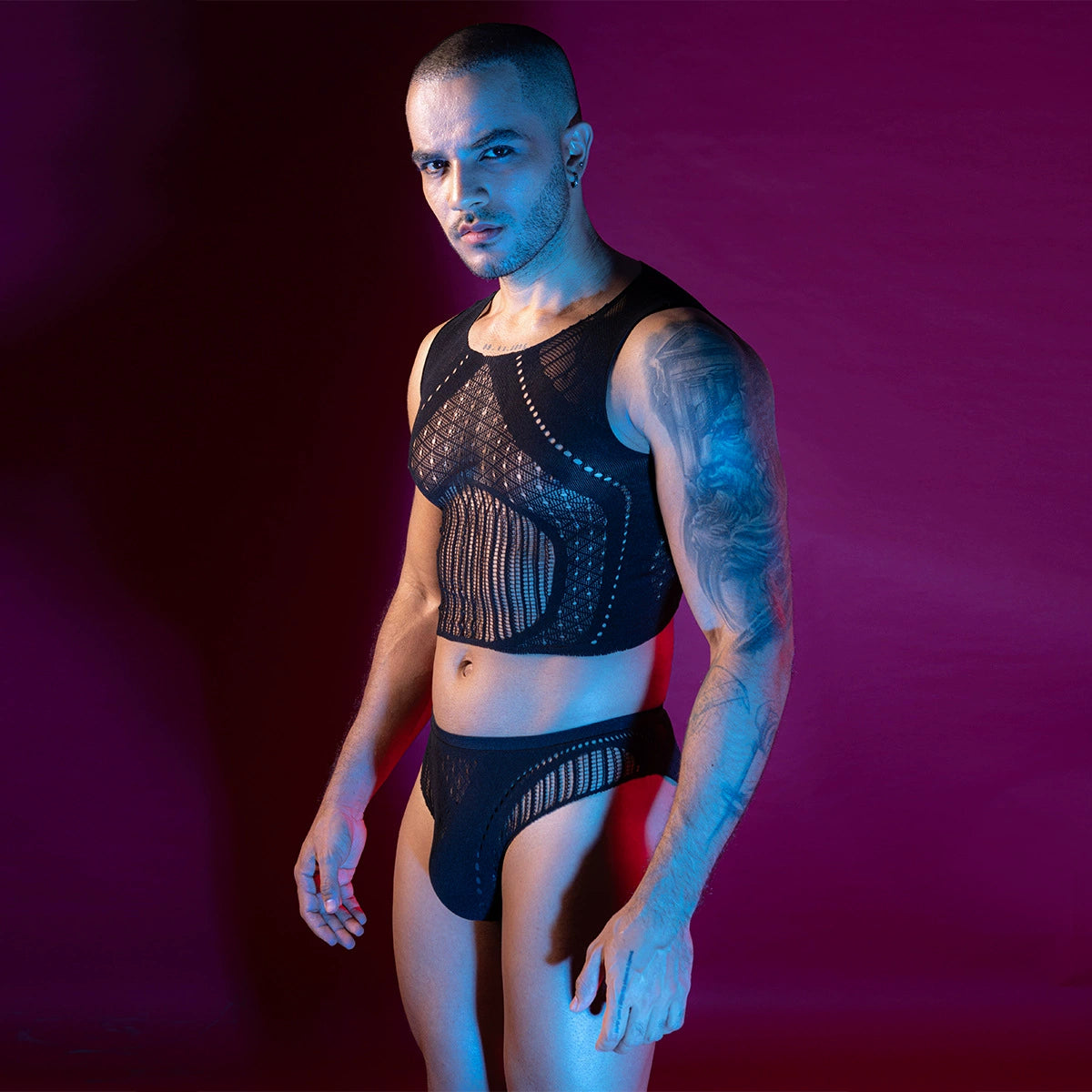 Men's Sheer Mesh Clubwear Bodysuit