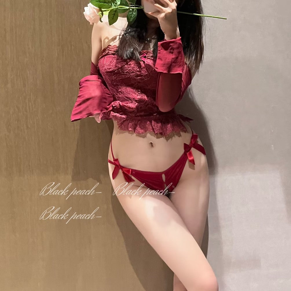 Sheer Lace Cut-Out Bowknot Panties