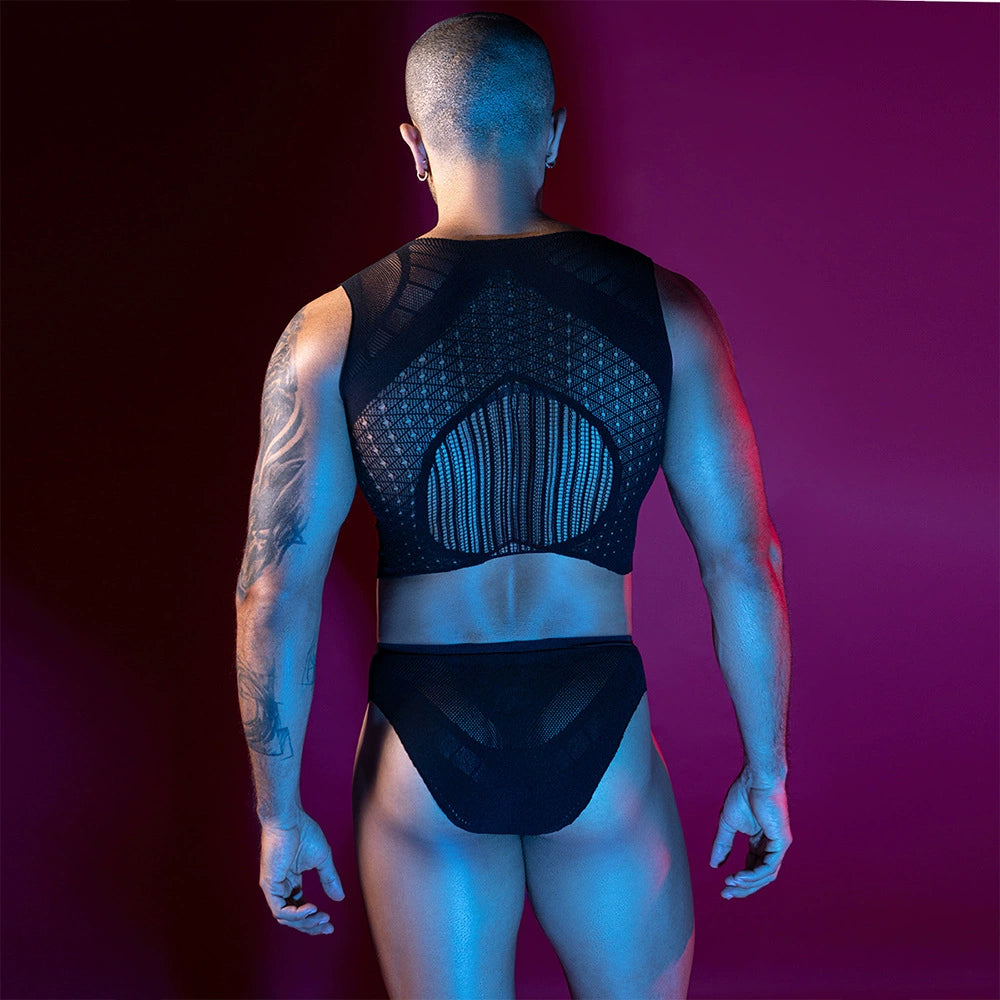Men's Sheer Mesh Clubwear Bodysuit