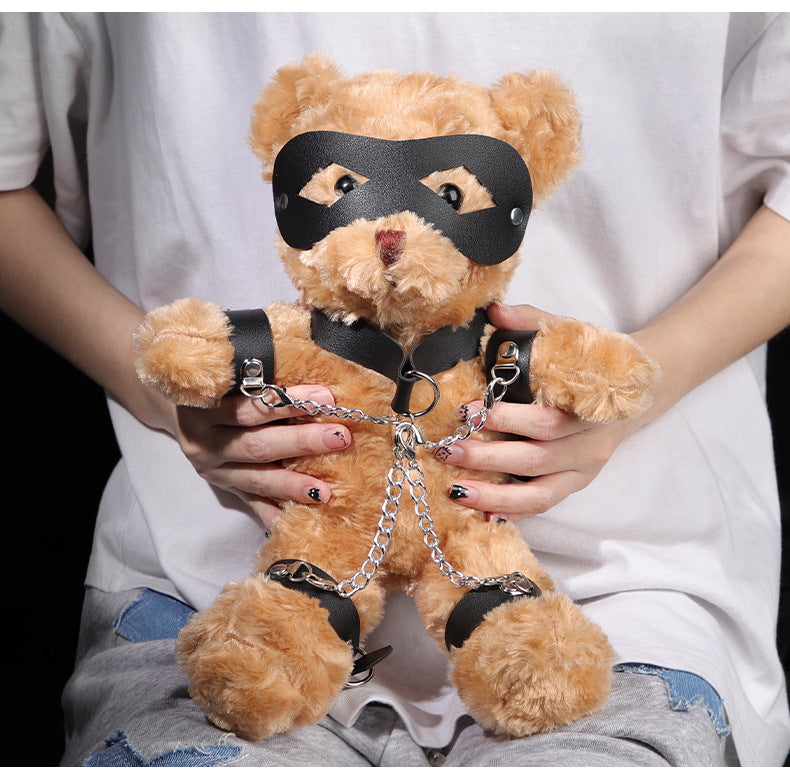 SM Teddy Bear Plush with Leather Accessories – Role Play & Decoration Toy