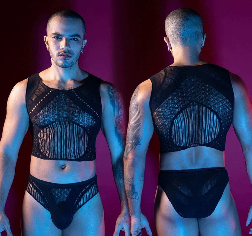 Men's Sheer Mesh Clubwear Bodysuit