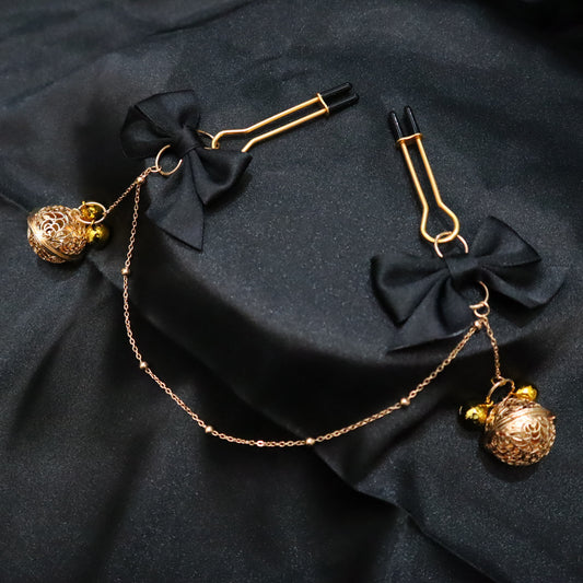 Bowknot Nipple Clamps with Bell Chain