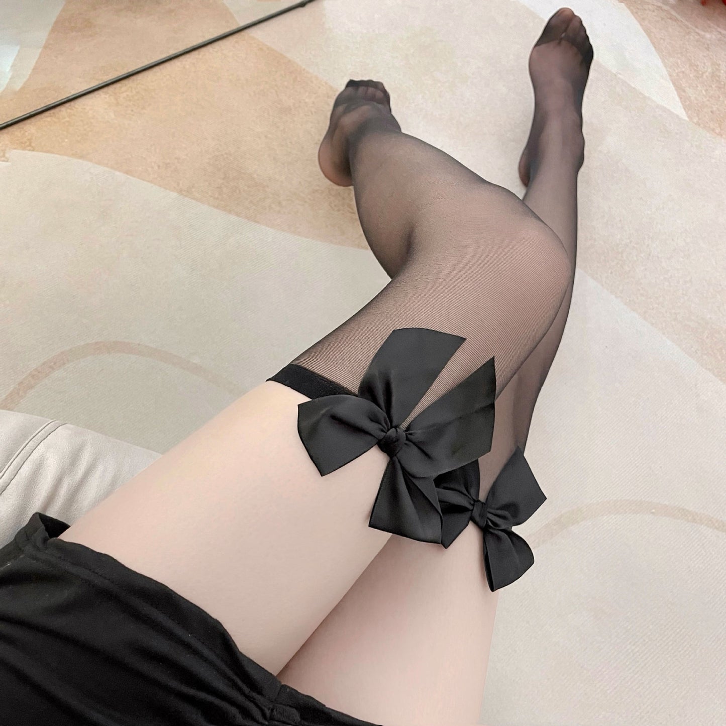 Bowknot Sheer Thigh High Stockings
